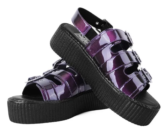 TUK Shoes Platforms Women Purple Metallic 3Buckle Mondo Sandal TUK Shoes Platforms Women Purple Metallic 3Buckle Mondo Sandal