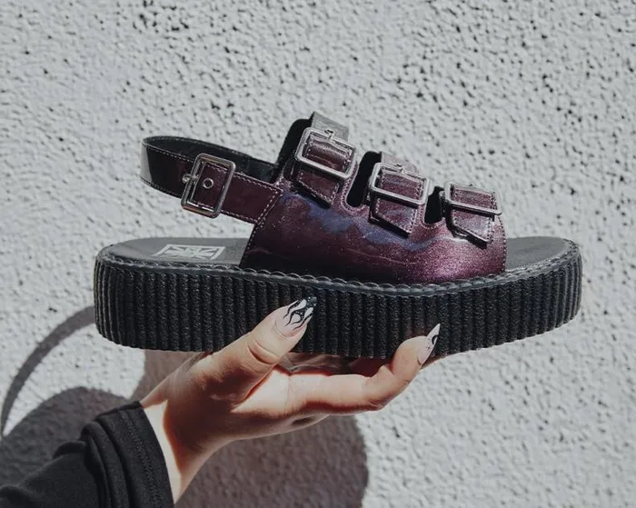 TUK Shoes Platforms Women Purple Metallic 3Buckle Mondo Sandal TUK Shoes Platforms Women Purple Metallic 3Buckle Mondo Sandal