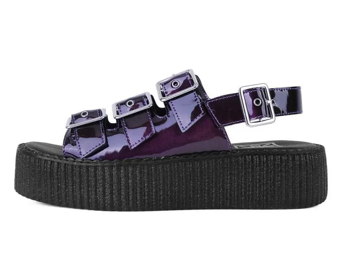 TUK Shoes Platforms Women Purple Metallic 3Buckle Mondo Sandal TUK Shoes Platforms Women Purple Metallic 3Buckle Mondo Sandal