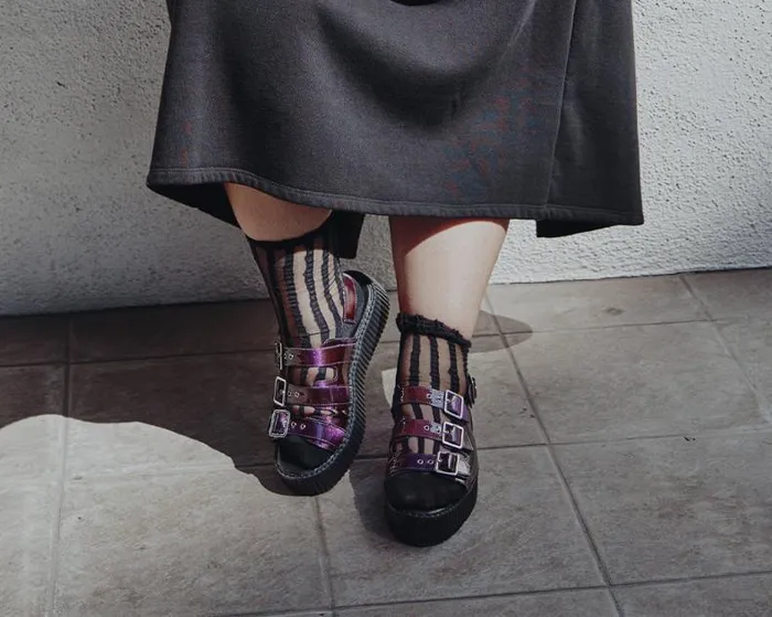 TUK Shoes Platforms Women Purple Metallic 3Buckle Mondo Sandal TUK Shoes Platforms Women Purple Metallic 3Buckle Mondo Sandal