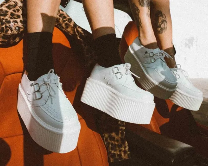 TUK Shoes Platforms Women White TUKskin Classic Stratocreeper TUK Shoes Platforms Women White TUKskin Classic Stratocreeper
