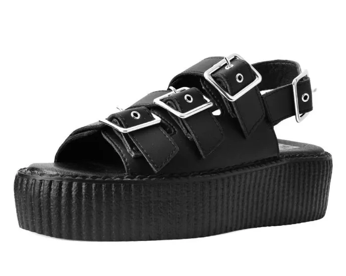 TUK Shoes Sandals Women Black 3Buckle Mondo Sandal
