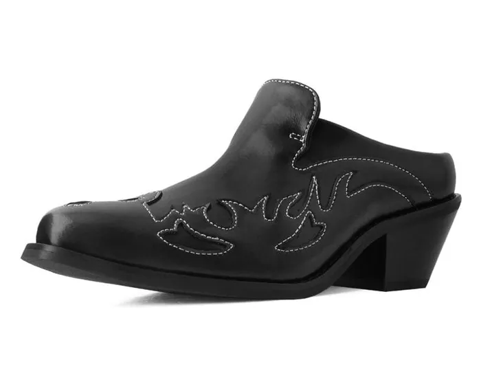 TUK Shoes Sandals Women Black Flame Western Mule