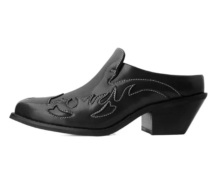 TUK Shoes Sandals Women Black Flame Western Mule