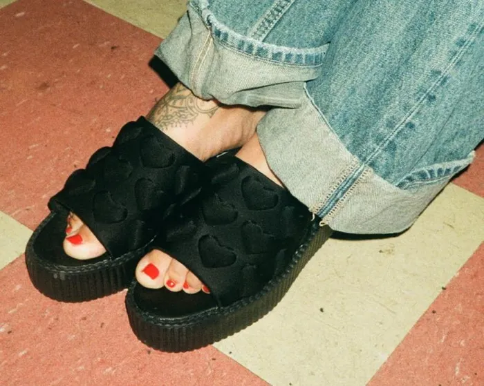 TUK Shoes Sandals Women Black Puff Heart Mondo Sandal