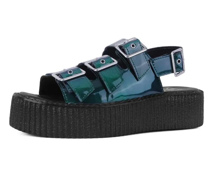 TUK Shoes Sandals Women Emerald Metallic 3Buckle Mondo Sandal