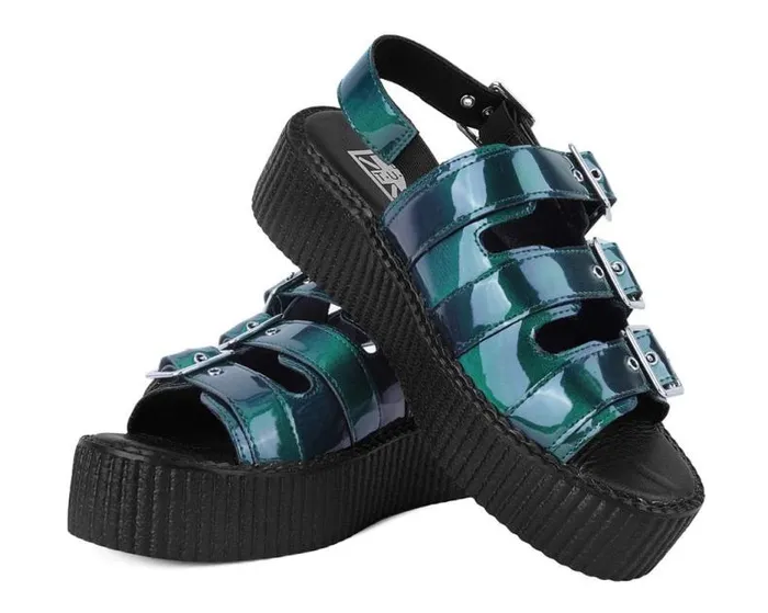 TUK Shoes Sandals Women Emerald Metallic 3Buckle Mondo Sandal TUK Shoes Sandals Women Emerald Metallic 3Buckle Mondo Sandal