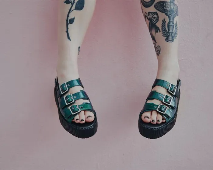 TUK Shoes Sandals Women Emerald Metallic 3Buckle Mondo Sandal TUK Shoes Sandals Women Emerald Metallic 3Buckle Mondo Sandal