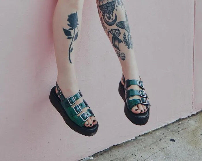TUK Shoes Sandals Women Emerald Metallic 3Buckle Mondo Sandal TUK Shoes Sandals Women Emerald Metallic 3Buckle Mondo Sandal