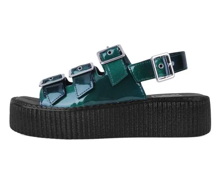 TUK Shoes Sandals Women Emerald Metallic 3Buckle Mondo Sandal TUK Shoes Sandals Women Emerald Metallic 3Buckle Mondo Sandal