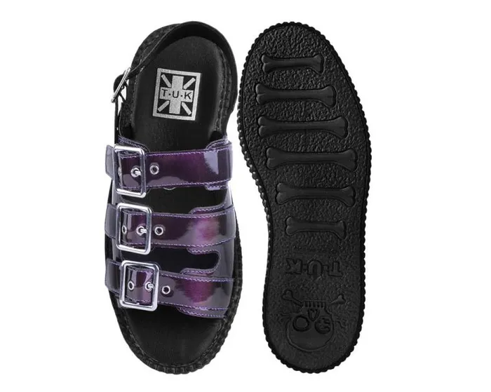 TUK Shoes Sandals Women Purple Metallic 3Buckle Mondo Sandal