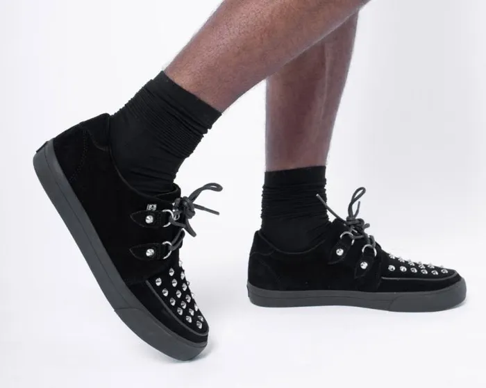 TUK Shoes Sneakers Men Black Suede Studded DRing Sneaker TUK Shoes Sneakers Men Black Suede Studded DRing Sneaker