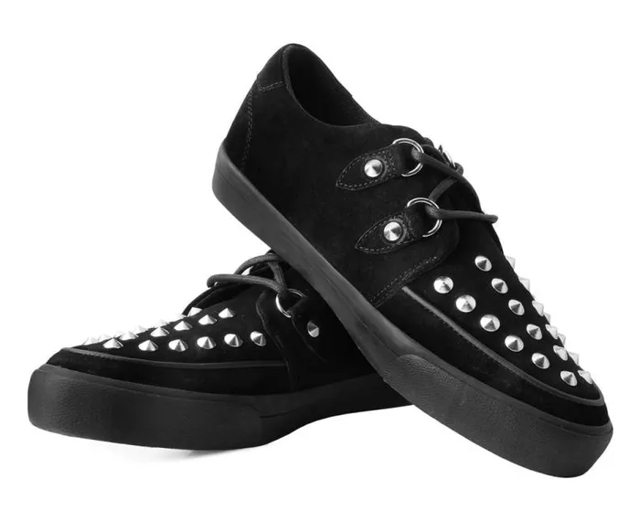 TUK Shoes Sneakers Men Black Suede Studded DRing Sneaker TUK Shoes Sneakers Men Black Suede Studded DRing Sneaker