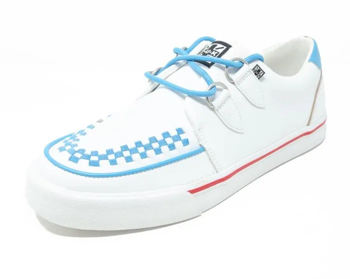 TUK Shoes Sneakers Men White TUKskin Blue and Red Trim Interlace Sneaker