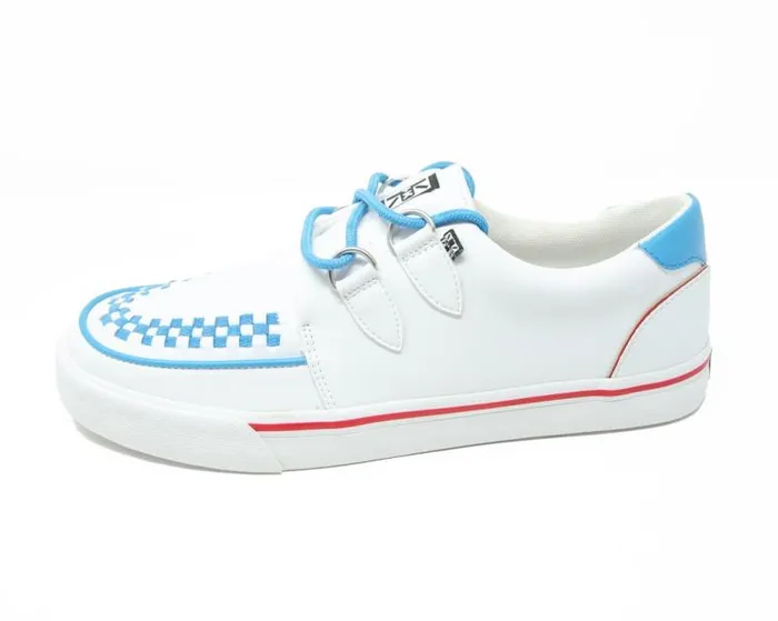 TUK Shoes Sneakers Men White TUKskin Blue and Red Trim Interlace Sneaker