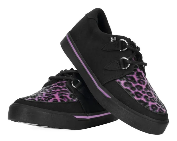 TUK Shoes Sneakers Women Black and Pink Leopard DRing Vegan Sneakers