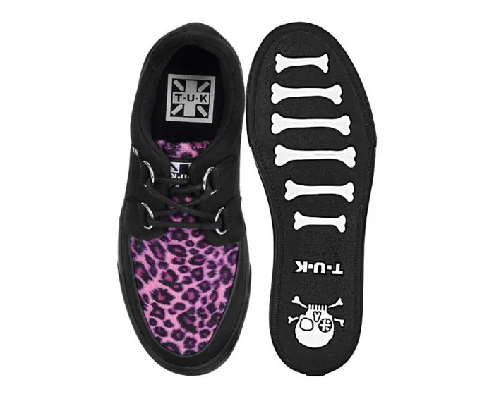 TUK Shoes Sneakers Women Black and Pink Leopard DRing Vegan Sneakers