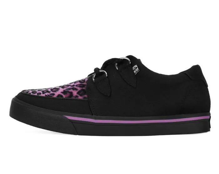 TUK Shoes Sneakers Women Black and Pink Leopard DRing Vegan Sneakers
