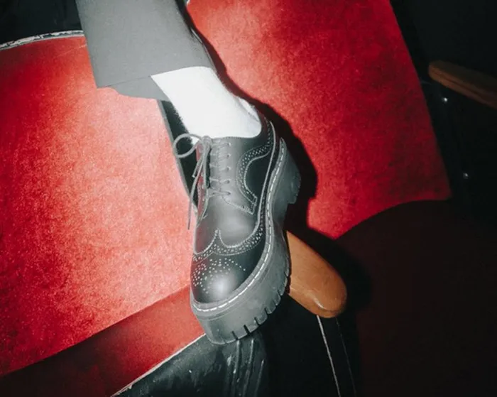 TUK Shoes Vegan Men Black Double Decker Brogue TUK Shoes Vegan Men Black Double Decker Brogue