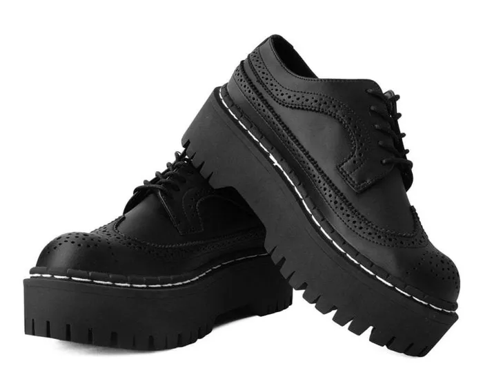 TUK Shoes Vegan Men Black Double Decker Brogue TUK Shoes Vegan Men Black Double Decker Brogue