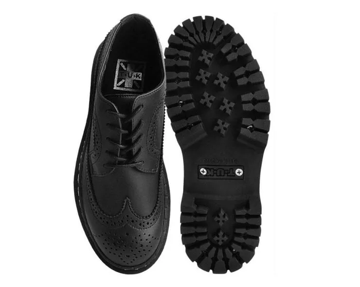 TUK Shoes Vegan Men Black Double Decker Brogue TUK Shoes Vegan Men Black Double Decker Brogue