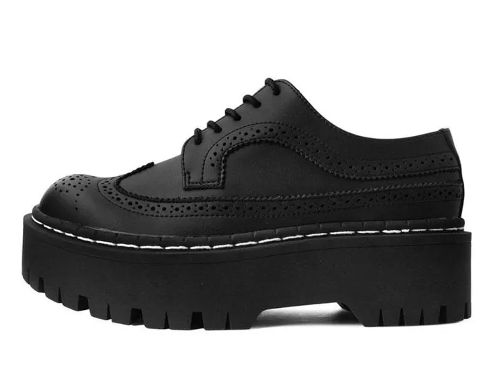 TUK Shoes Vegan Men Black Double Decker Brogue TUK Shoes Vegan Men Black Double Decker Brogue