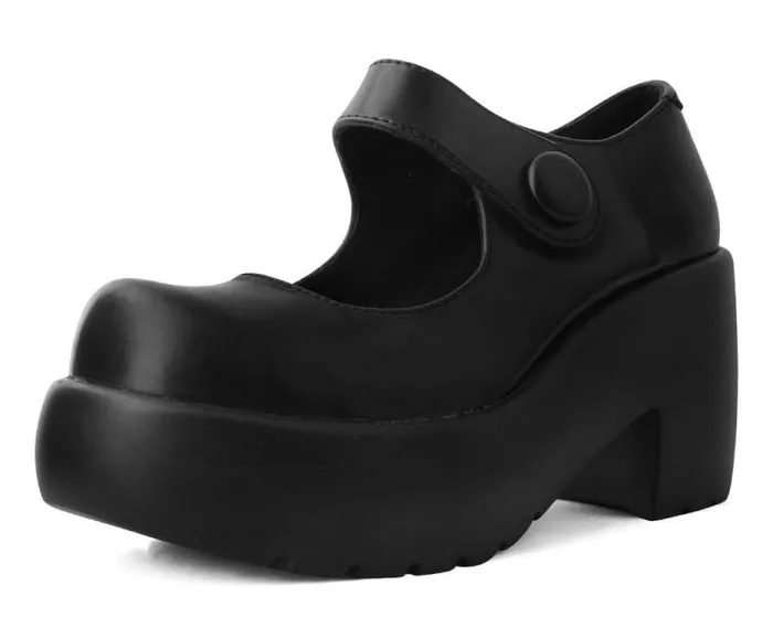 TUK Shoes Vegan Women Black Bubble Anarchic Mary Jane Platform