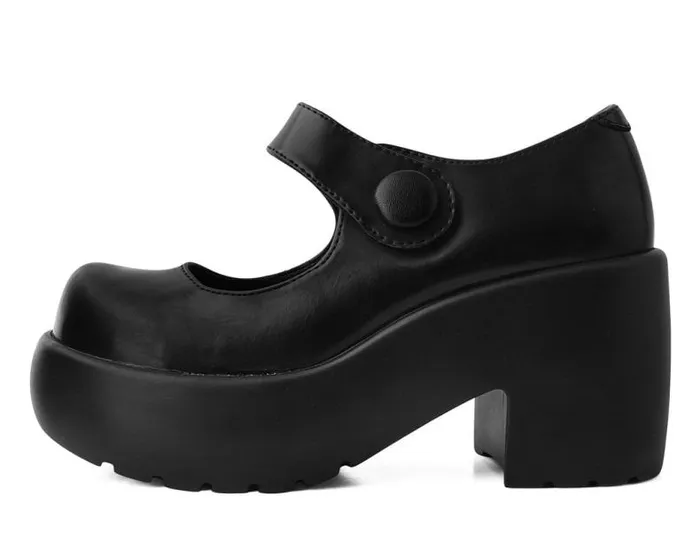 TUK Shoes Vegan Women Black Bubble Anarchic Mary Jane Platform