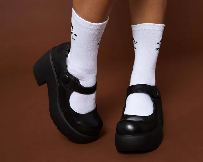 TUK Shoes Vegan Women Black Bubble Anarchic Mary Jane Platform