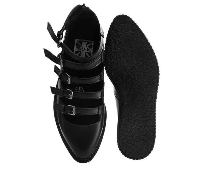 TUK Shoes Vegan Women Black TUKskin MultiStrap Pointed Mary Jane Ballet Creepers TUK Shoes Vegan Women Black TUKskin MultiStrap Pointed Mary Jane Ballet Creepers