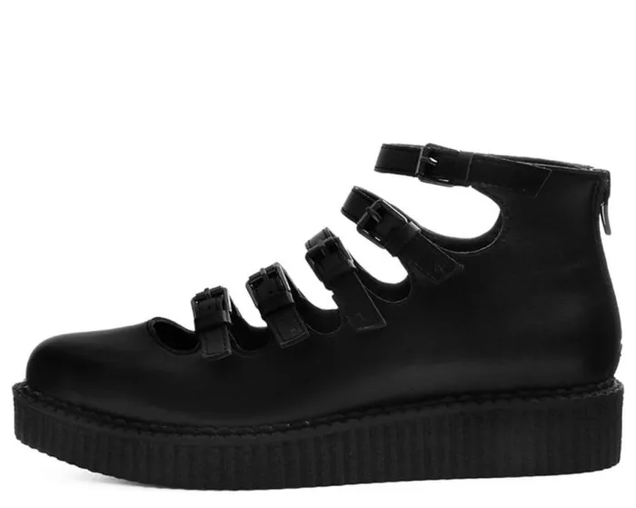 TUK Shoes Vegan Women Black TUKskin MultiStrap Pointed Mary Jane Ballet Creepers TUK Shoes Vegan Women Black TUKskin MultiStrap Pointed Mary Jane Ballet Creepers