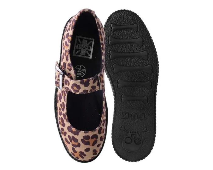 TUK Shoes Vegan Women Brown Leopard Faux Suede Viva Low Mary Jane TUK Shoes Vegan Women Brown Leopard Faux Suede Viva Low Mary Jane