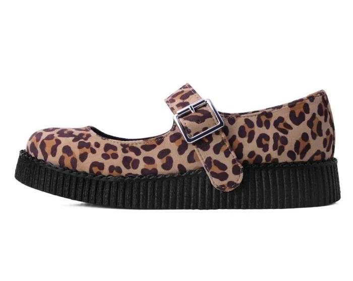 TUK Shoes Vegan Women Brown Leopard Faux Suede Viva Low Mary Jane TUK Shoes Vegan Women Brown Leopard Faux Suede Viva Low Mary Jane