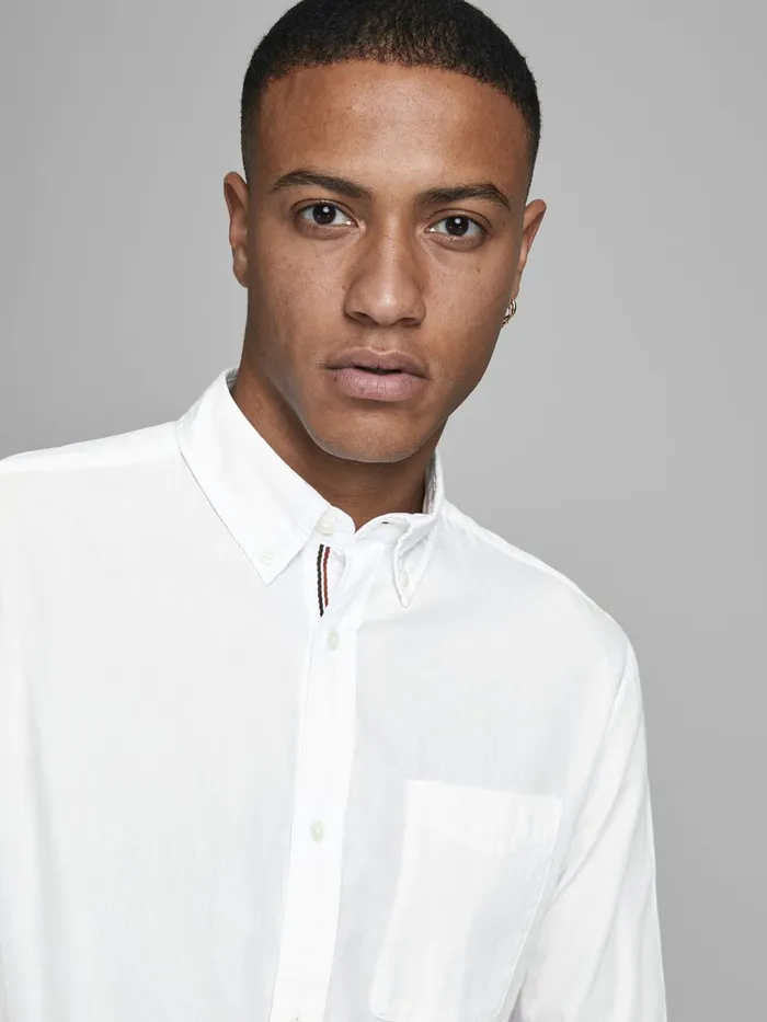 Tailoring JACK and JONES Mens BUTTONDOWN POPLIN SHIRT White White