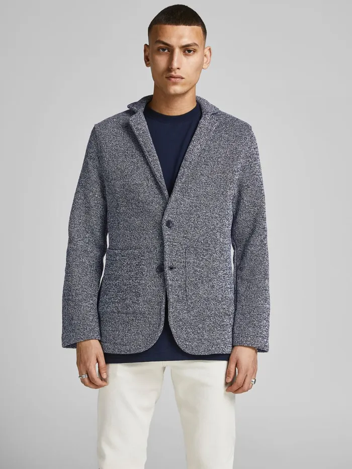 Tailoring JACK and JONES Mens INTERLOCK SWEAT BLAZER Grey New Navy