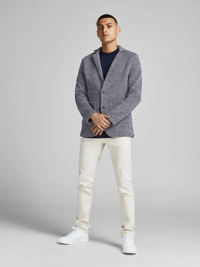Tailoring JACK and JONES Mens INTERLOCK SWEAT BLAZER Grey New Navy