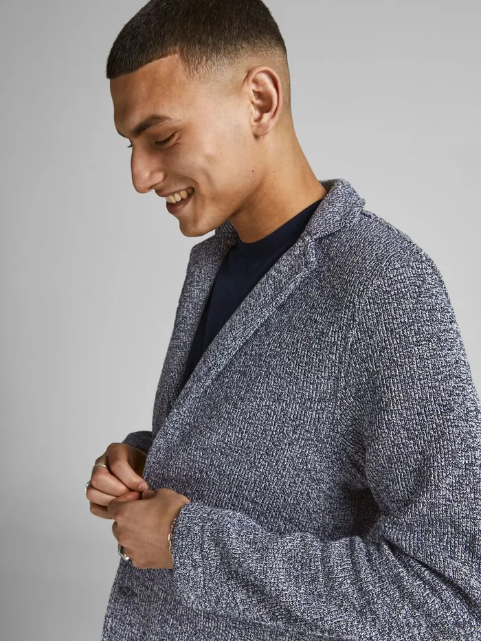 Tailoring JACK and JONES Mens INTERLOCK SWEAT BLAZER Grey New Navy