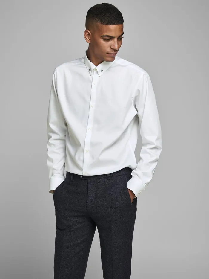 Tailoring JACK and JONES Mens PIN COLLAR SHIRT White White