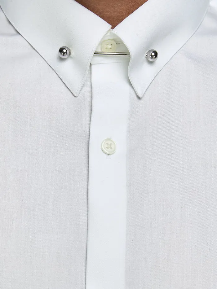Tailoring JACK and JONES Mens PIN COLLAR SHIRT White White
