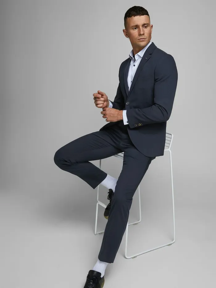 Tailoring JACK and JONES Mens RECYCLED POLYESTER TROUSERS Blue Dark Navy