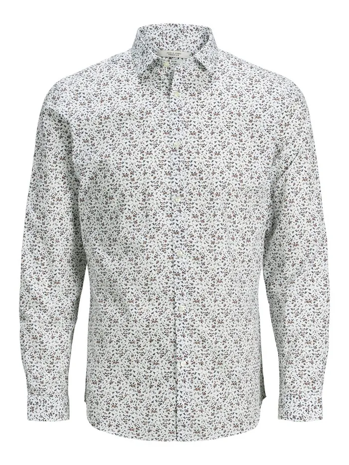 Tailoring JACK and JONES Mens SLIM FIT FLORAL SHIRT White Umber