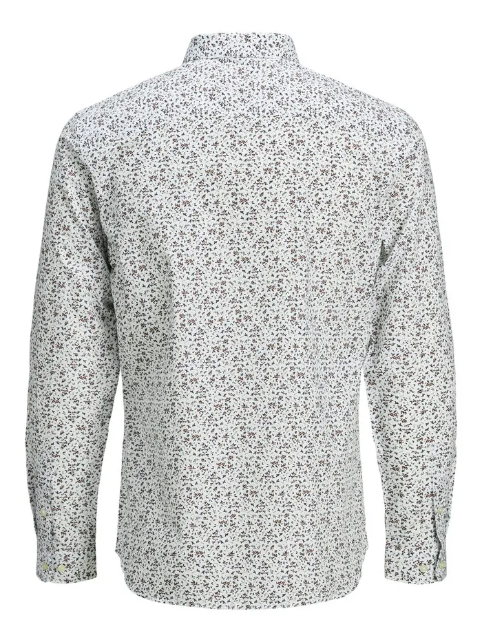 Tailoring JACK and JONES Mens SLIM FIT FLORAL SHIRT White Umber
