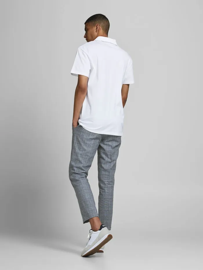 Tailoring JACK and JONES Mens SUPER SLIM FIT CHECK SUIT TROUSERS Grey Grey Melange