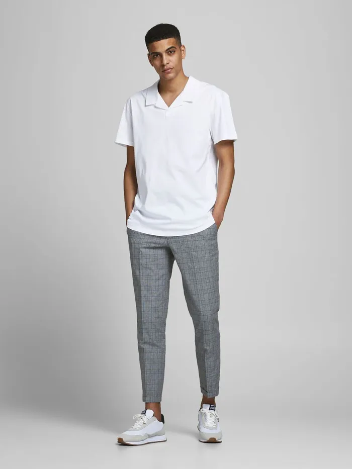 Tailoring JACK and JONES Mens SUPER SLIM FIT CHECK SUIT TROUSERS Grey Grey Melange