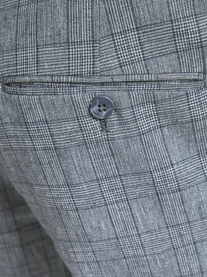 Tailoring JACK and JONES Mens SUPER SLIM FIT CHECK SUIT TROUSERS Grey Grey Melange