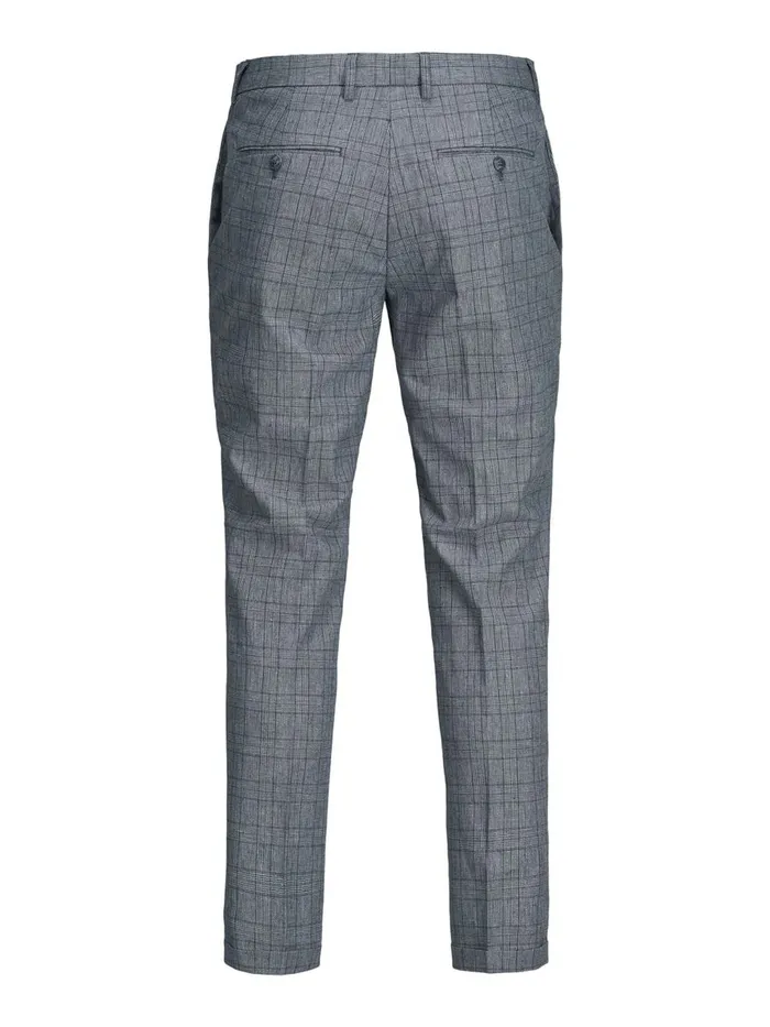 Tailoring JACK and JONES Mens SUPER SLIM FIT CHECK SUIT TROUSERS Grey Grey Melange
