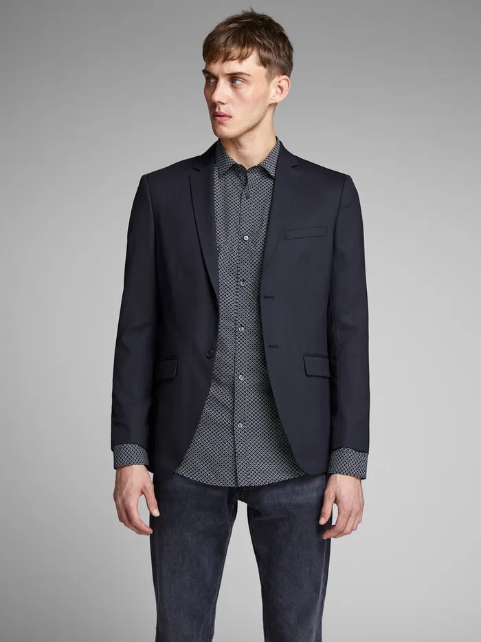 Tailoring JACK and JONES Mens WOOL BLEND BLAZER Blue Dark Navy