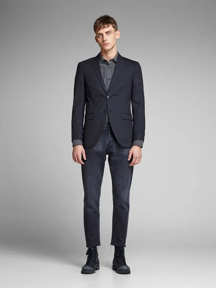 Tailoring JACK and JONES Mens WOOL BLEND BLAZER Blue Dark Navy