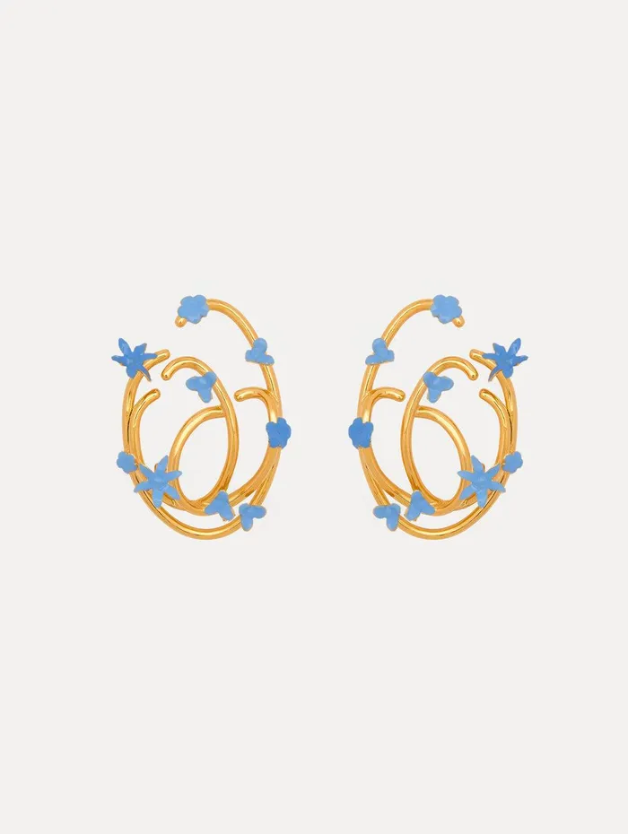 Tangled O Floral Earrings Blue Women Oscar De La Renta Earrings