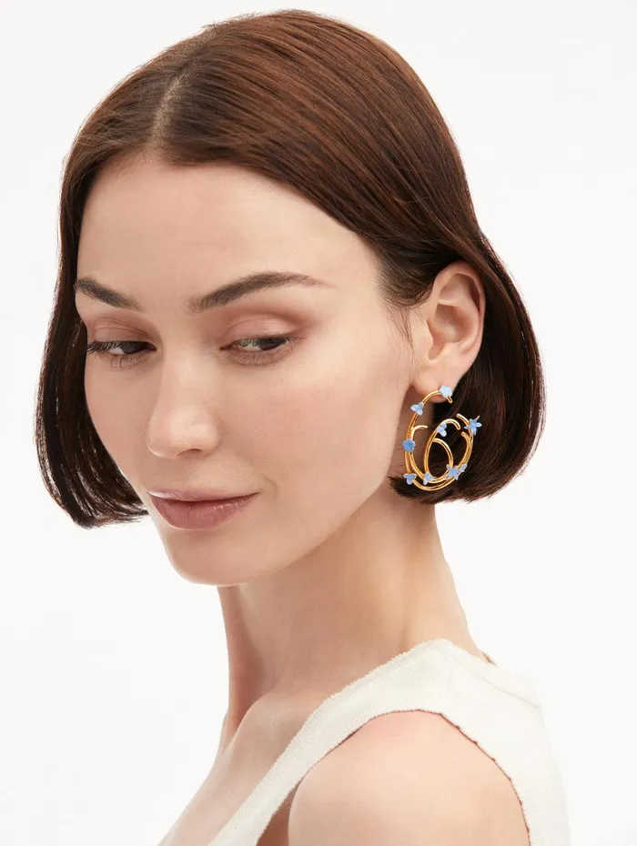 Tangled O Floral Earrings Blue Women Oscar De La Renta Earrings Tangled O Floral Earrings Blue Women Oscar De La Renta Earrings
